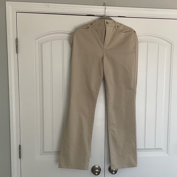 NYDJ  Marilyn Straight Tan Slacks - Picture 1 of 4